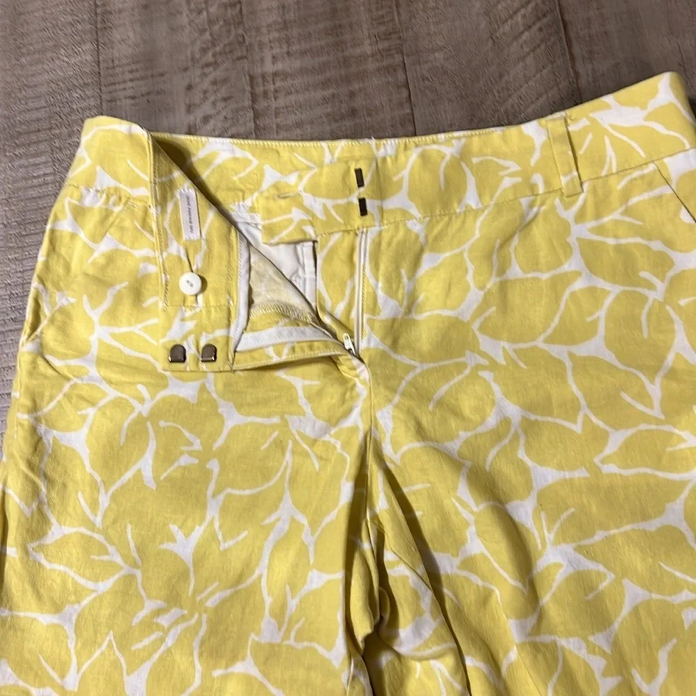 LOFT yellow floral linen shorts size 8 - Picture 3 of 7